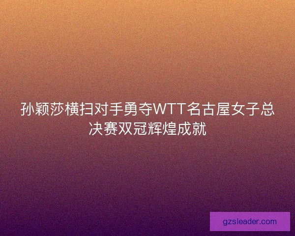 孙颖莎横扫对手勇夺WTT名古屋女子总决赛双冠辉煌成就