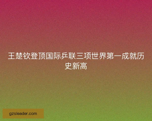 王楚钦登顶国际乒联三项世界第一成就历史新高