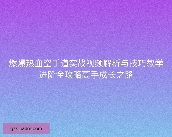 燃爆热血空手道实战视频解析与技巧教学进阶全攻略高手成长之路